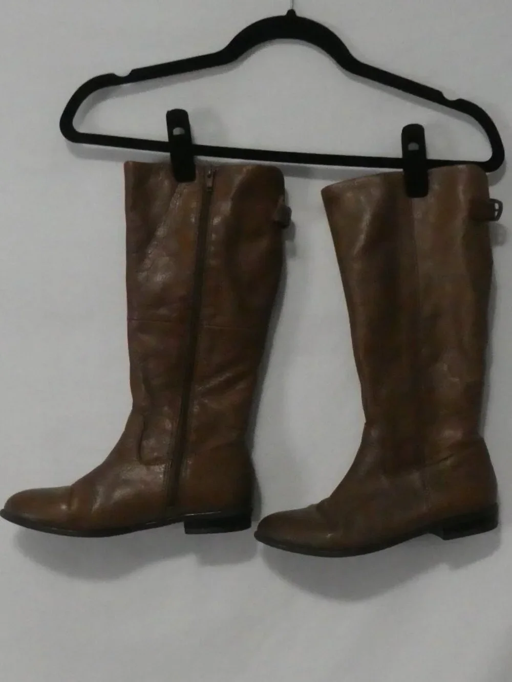 ALDO Brown Leather Knee High Riding Boots Back Buckles - Size 5 - Picture 1 of 16